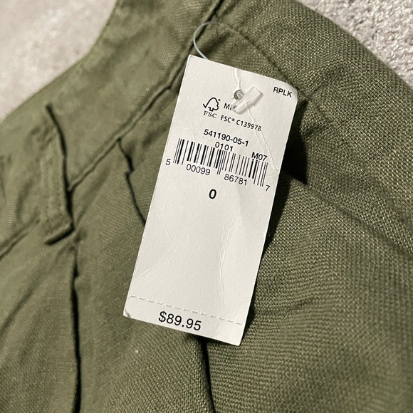 NEW Gap Pleated Linen Pants Women’s Size 0 Olive Wide Leg High Rise - Picture 6 of 12